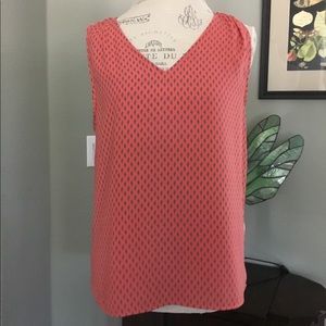 Coral sleeveless silk shell